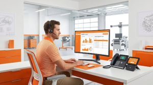 A mobile technician in the field using Call Inbound's low-latency VoIP stack, demonstrating clear communication via resilient UDP streams.