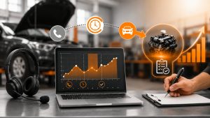Call duration analytics dashboard showing the golden window for diagnostic sales success and high-ticket automotive repair conversions