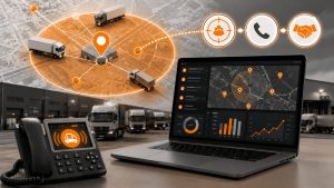 Geofencing attribution dashboard tracking commercial fleet leads from industrial hubs and logistics centers for automotive fleet contract acquisition