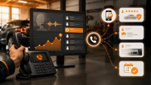 NLP sentiment analysis detecting caller hesitation and triggering automated SMS follow-up workflows to reduce service appointment no-shows